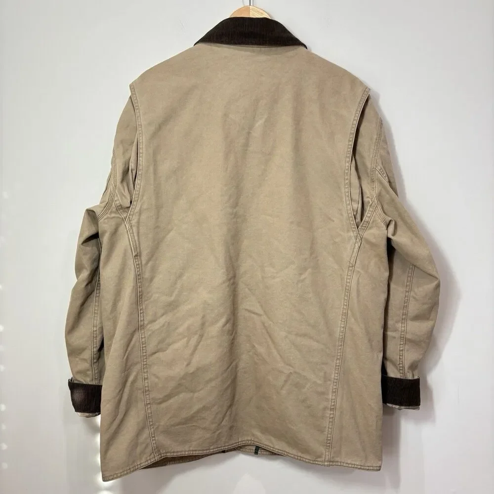 Orvis Field Barn Canvas Jacket Chore Coat Quilted Lining Men L Brown Corduroy